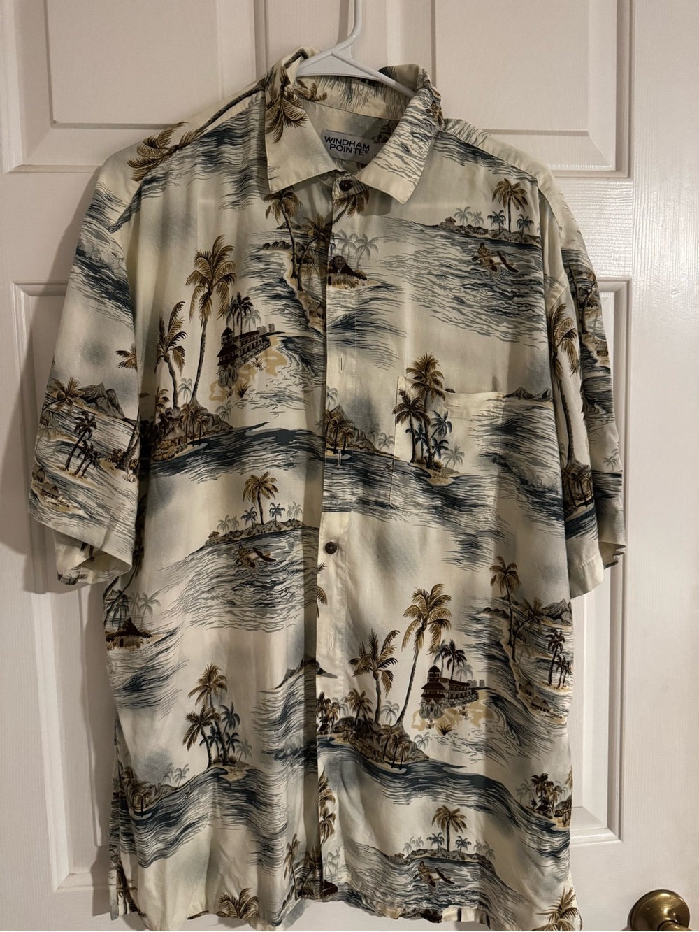 Windham Point Men’s Cream Tropical Print Shirt Jacket
